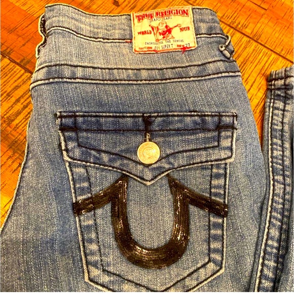 Like new low rise skinny 27 inch waist true religion jeans - Picture 2 of 7